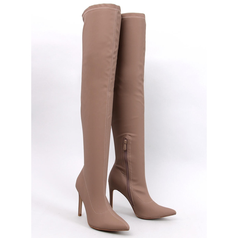 Botas de salto agulha Dearica Khaki bege 1