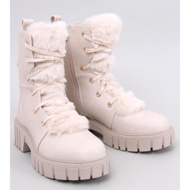 Botins Melvin Beige com cadarço e pele bege 1