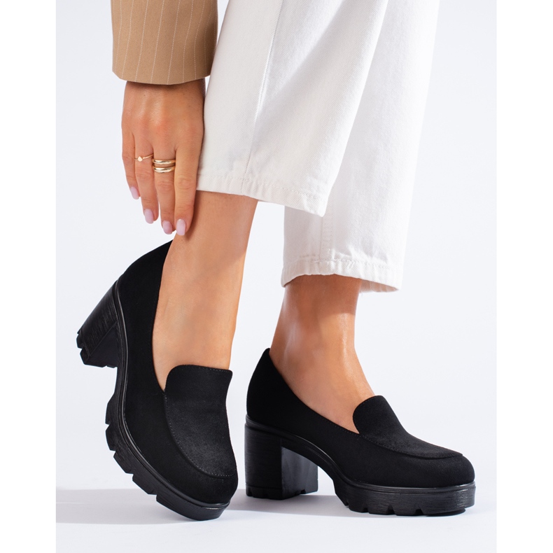 W. Potocki Sapatos de camurça de salto alto para mulher Potocki preto 1