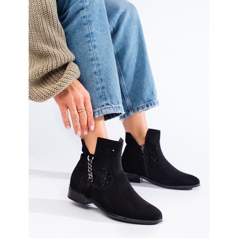 Botas de mola vazadas Vinceza pretas preto 2