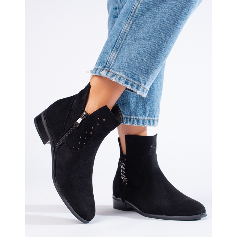 Botas de mola vazadas Vinceza pretas preto 1