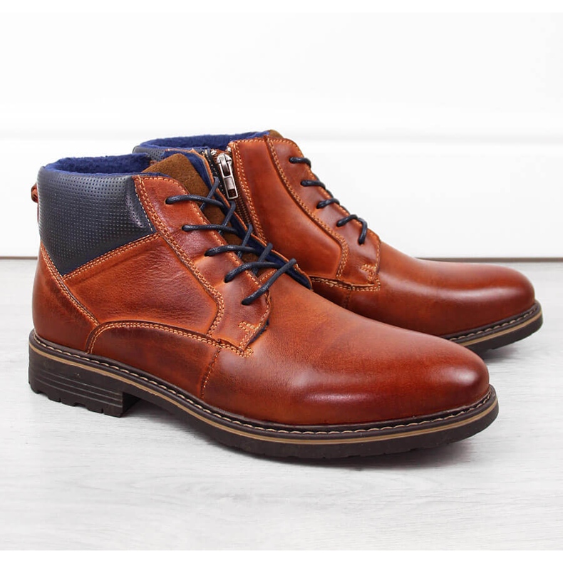 Botins masculinos de couro com isolamento, marrom, T.Sokolski Z22-69 1
