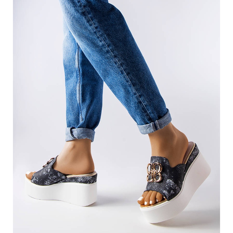 Sandálias de cunha pretas Havanna preto 1