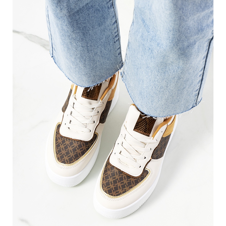 Tênis Manal de mulher bege branco marrom 1