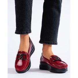 Mocassins femininos cor de vinho Shelovet vermelho 1