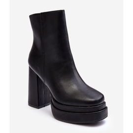 WS1 Botins femininos com salto alto e plataforma Sandstra preto 1