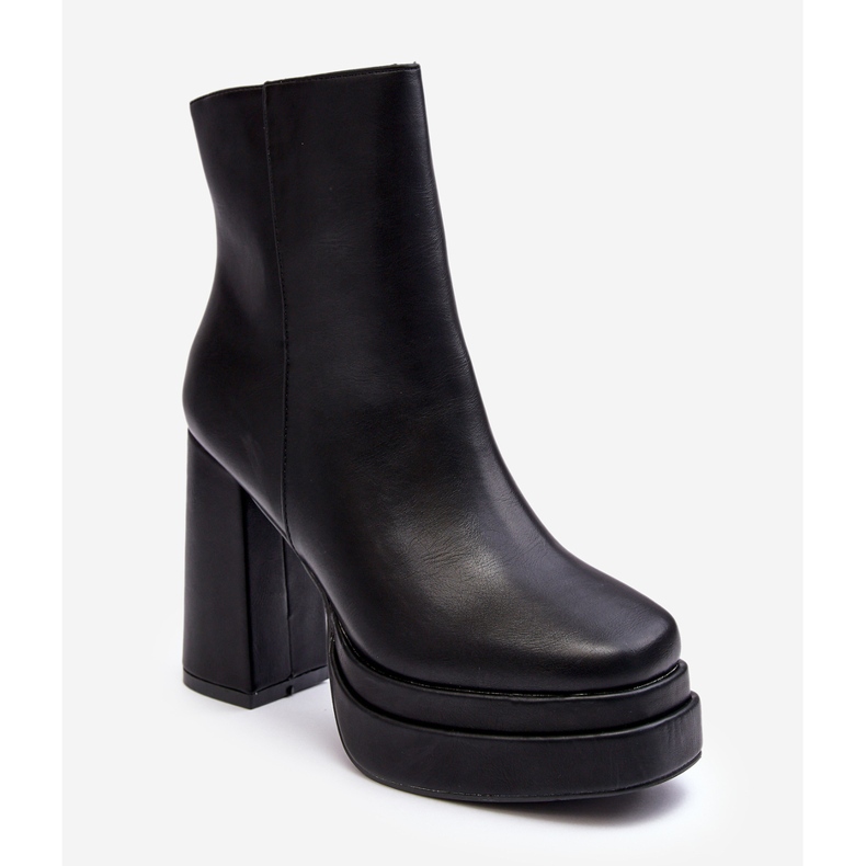 WS1 Botins femininos com salto alto e plataforma Sandstra preto 1