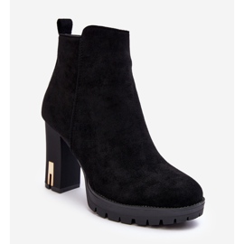 Botins clássicos em camurça com salto alto preto Amy 1