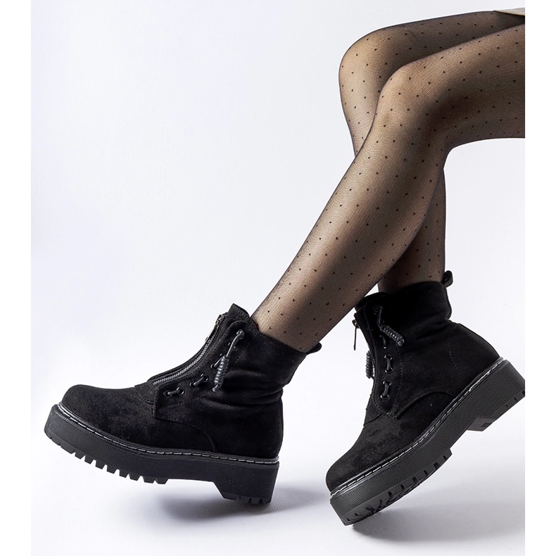 Botins Doganella pretos com zíper 1