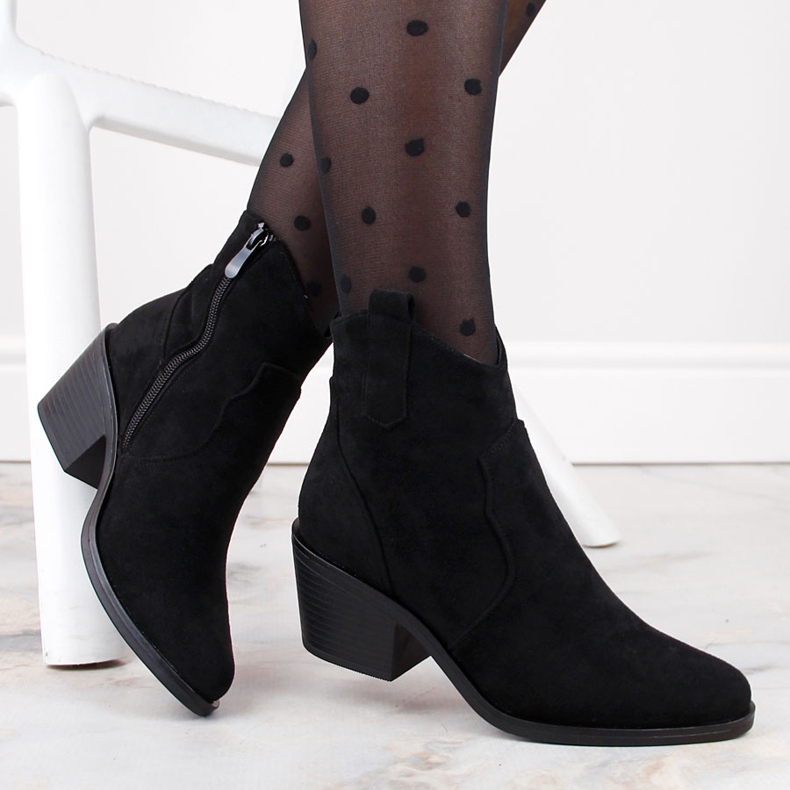 Botas cowboy femininas de camurça com salto alto, pretas S.Barski HY30-86A preto 1