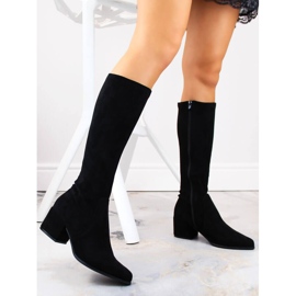 Botas femininas de camurça com salto alto com isolamento preto Sergio Leone KZ212 2