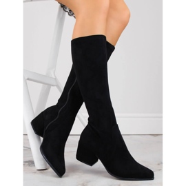 Botas femininas de camurça com salto alto com isolamento preto Sergio Leone KZ212 1