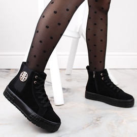 Botas de camurça preta com plataforma, isoladas por Filippo DBT4715 preto 2