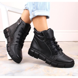 Botas femininas confortáveis de couro com isolamento preto Helios 562S 1 Botas femininas confortáveis de couro com isolamento preto Helios 562S 1