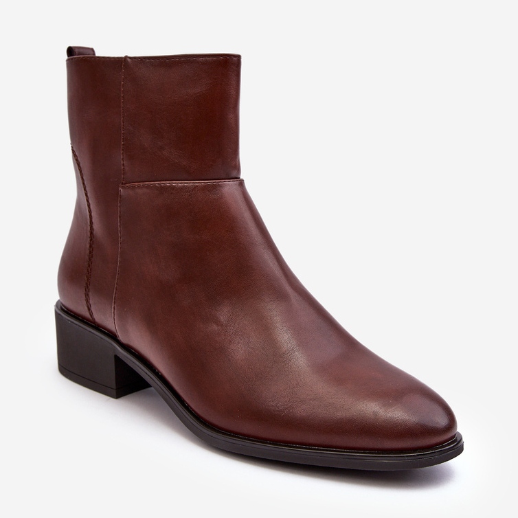Sergio Leone Botas femininas de couro com zíper marrom Semotti castanho 1