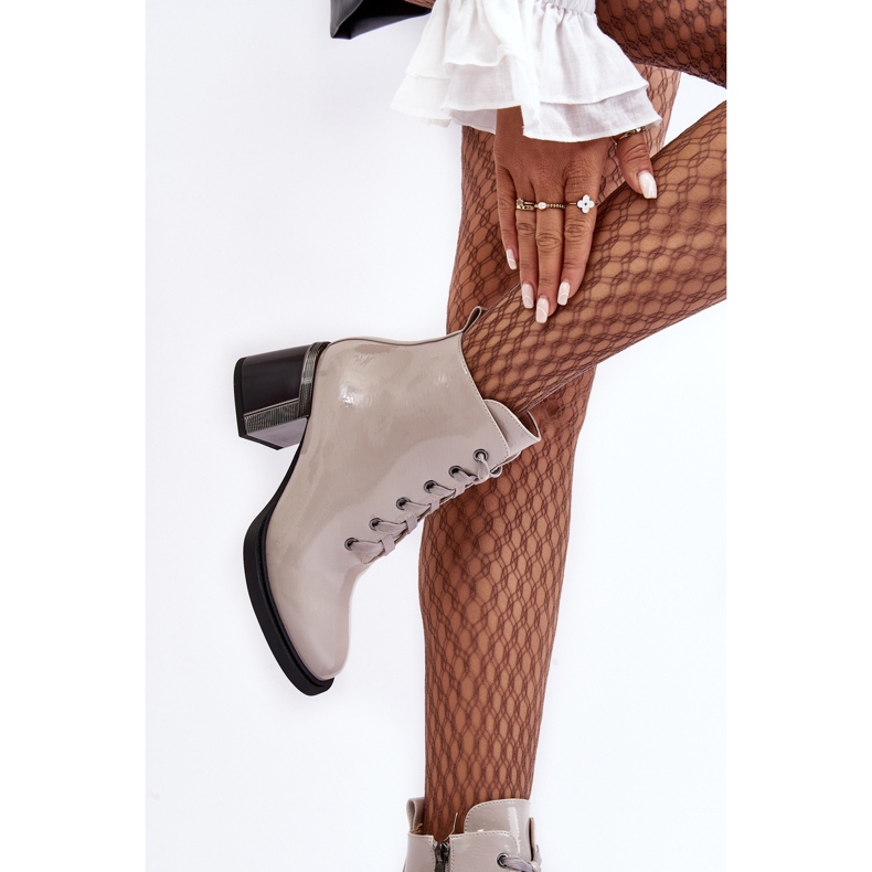 S.Barski Botas femininas envernizadas D&amp;A MR870-98 bege claro 2