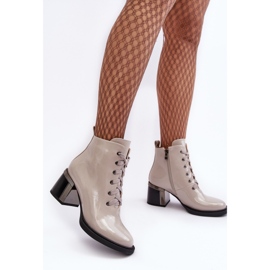 S.Barski Botas femininas envernizadas D&amp;A MR870-98 bege claro 1