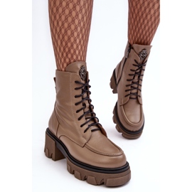 Botas isoladas femininas de couro Lemar Brown Rehin castanho 1