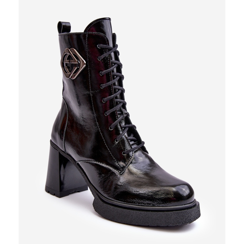 Botins femininos de couro preto Lemar Danel preto 1