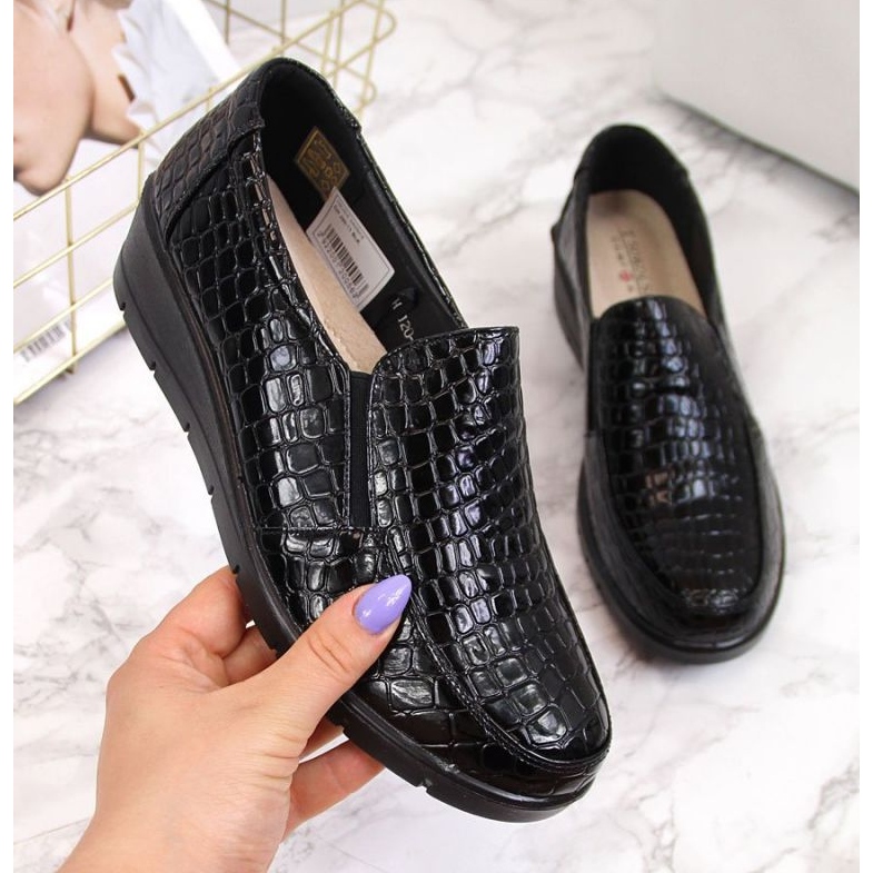 Sapatos de cunha lacados confortáveis ​​T.Sokolski W SCA61A, preto 1