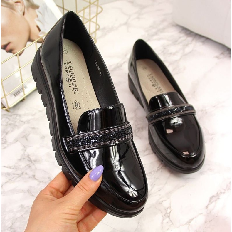 Sapatos confortáveis ​​envernizados T.Sokolski W SCA62, preto 1