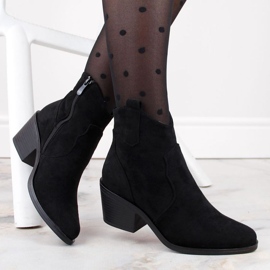 Botas cowboy de camurça com salto alto S.Barski W OLI241 pretas preto 1