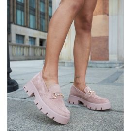Mocassins rosa com fivela e strass Gaiola 2