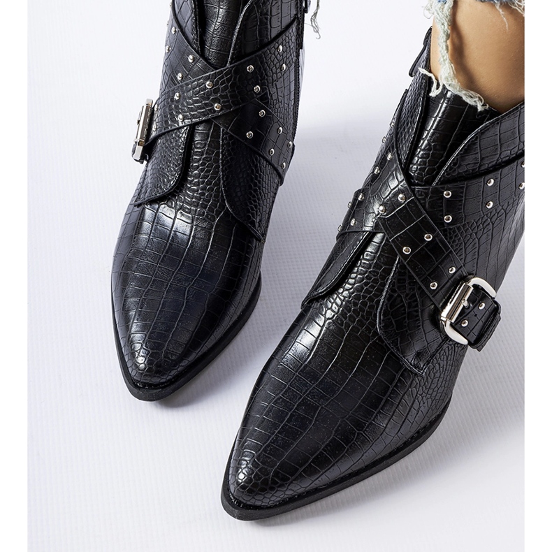 Botas de cowboy Corrado pretas com salto alto preto 1 Botas de cowboy Corrado pretas com salto alto preto 1