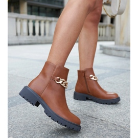 Botins castanhos decorados com corrente Bonsaint castanho 1