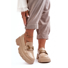 Mocassins femininos com decoração bege Peuria 2