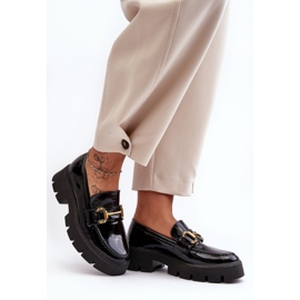 WS1 Mocassins femininos de couro envernizado com decoração, Peuria preto 2