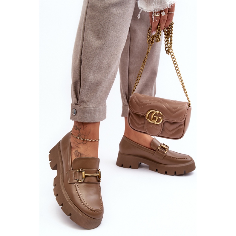 Mocassins Femininos Com Decoração Cáqui Peuria bege 2