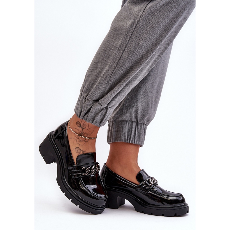 WS1 Sapatos femininos de couro envernizado com salto baixo preto Blimma preto 2