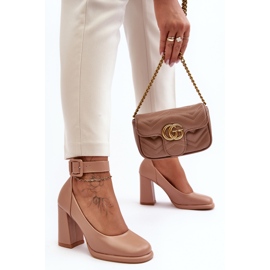 WS1 Sapatos de salto alto com fivela, Idovana bege 1