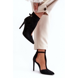 WS1 Botins femininos de camurça com salto alto, preto Amalundi 1