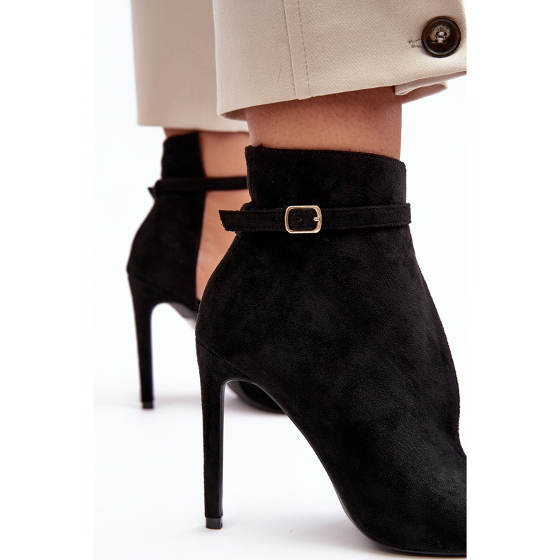 WS1 Botins femininos de camurça com salto alto, preto Amalundi 2