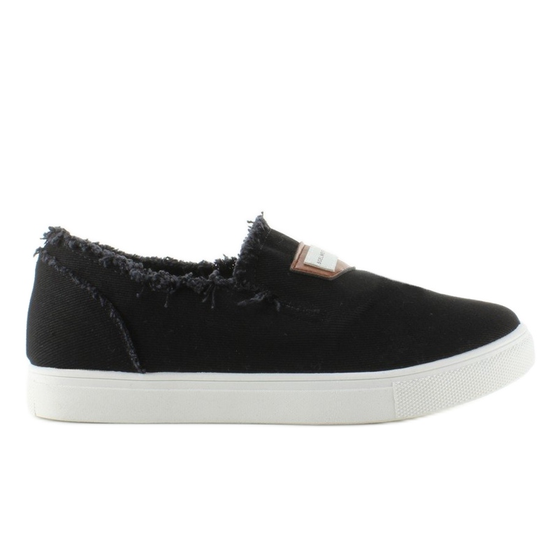 Jeans slip-on com patch NB22 Black preto 1 Jeans slip-on com patch NB22 Black preto 1