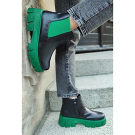 Botas de trabalho femininas com sola verde preto 1