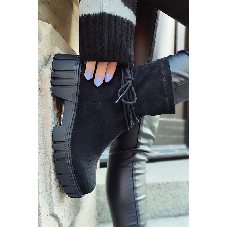 Botas de senhora pretas com cano elástico preto 1