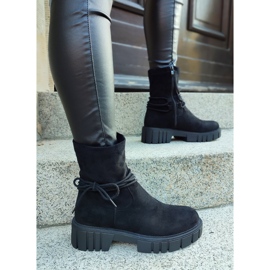 Botas de senhora pretas com cano elástico preto 2