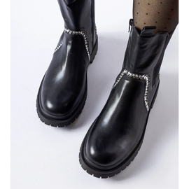 Botins pretos decorados com zircões Anastasio 1 Botins pretos decorados com zircões Anastasio 1