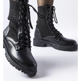 Botins meia pretos com strass Emanuele 1 Botins meia pretos com strass Emanuele 1
