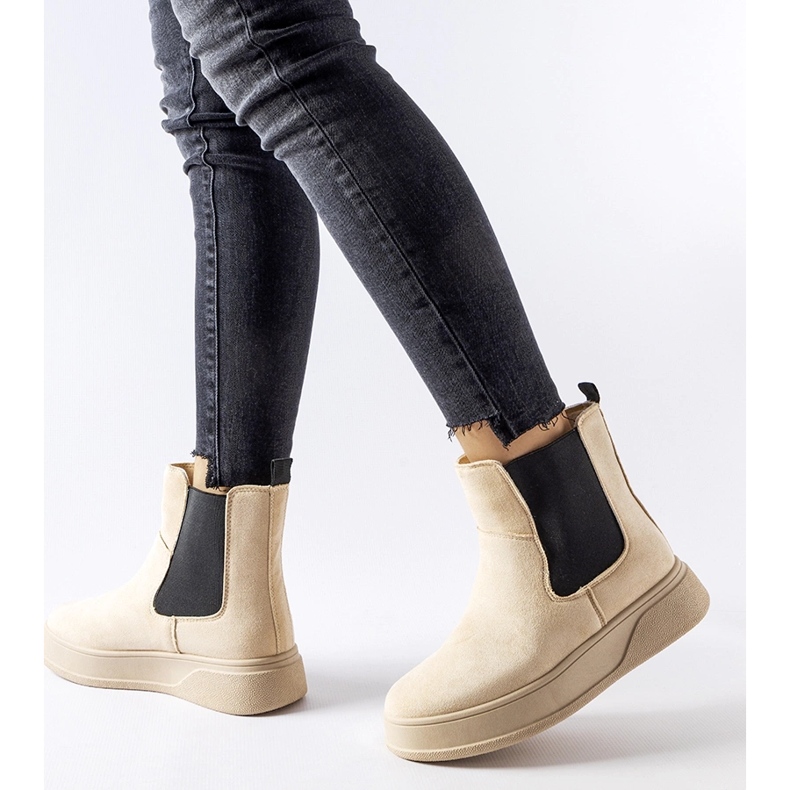 Botins bege na plataforma Benilde 1