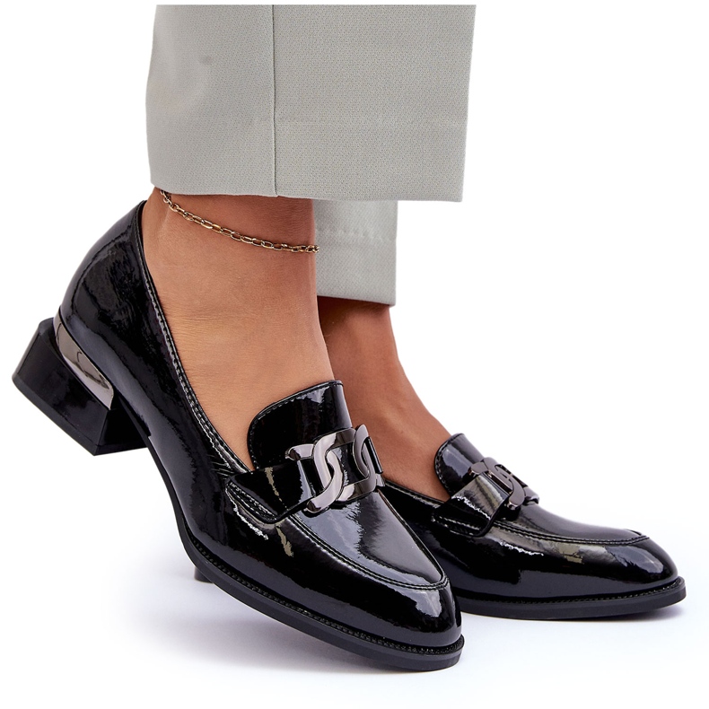 Vinceza Sapatos de couro envernizado, mocassins pretos de salto alto 4