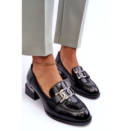 Vinceza Sapatos de couro envernizado, mocassins pretos de salto alto 2