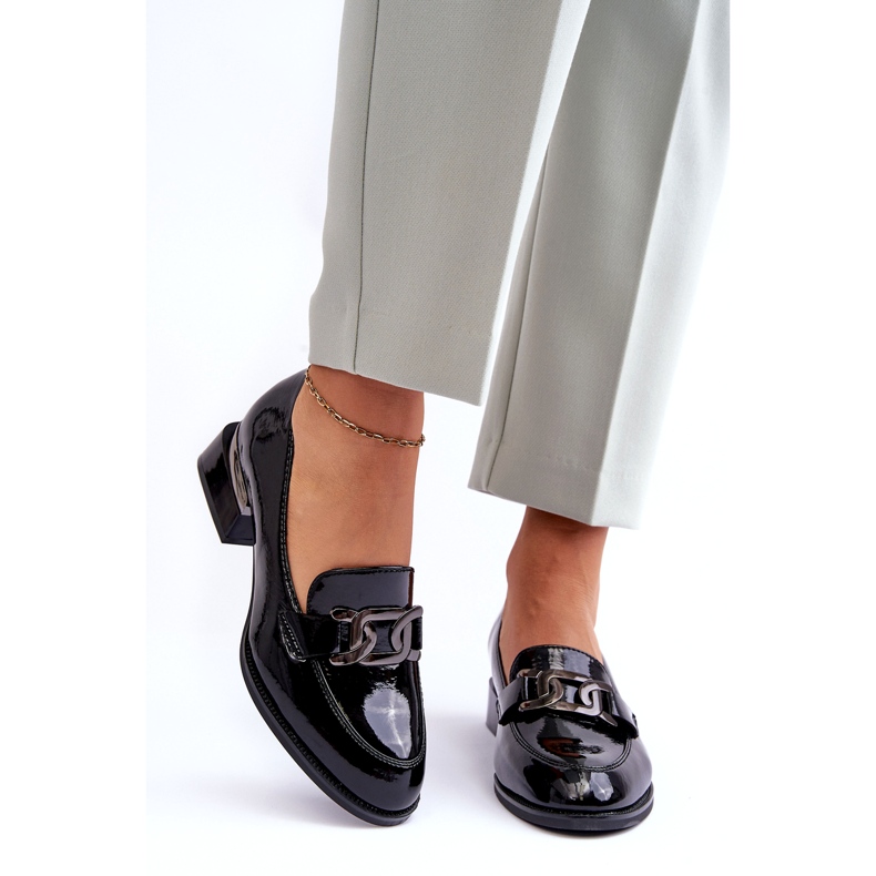 Vinceza Sapatos de couro envernizado, mocassins pretos de salto alto 1