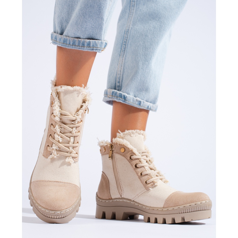 S. BARSKI Beżowe Traperki S.BARSKI bege 1