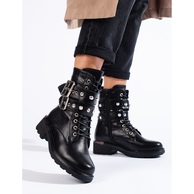 Trabalhadores femininos Shelovet com fivelas preto 1