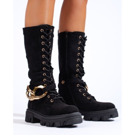 Botas de camurça com atacadores para senhora Shelovet preto 1