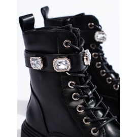 Botins femininos pretos com cristais 1